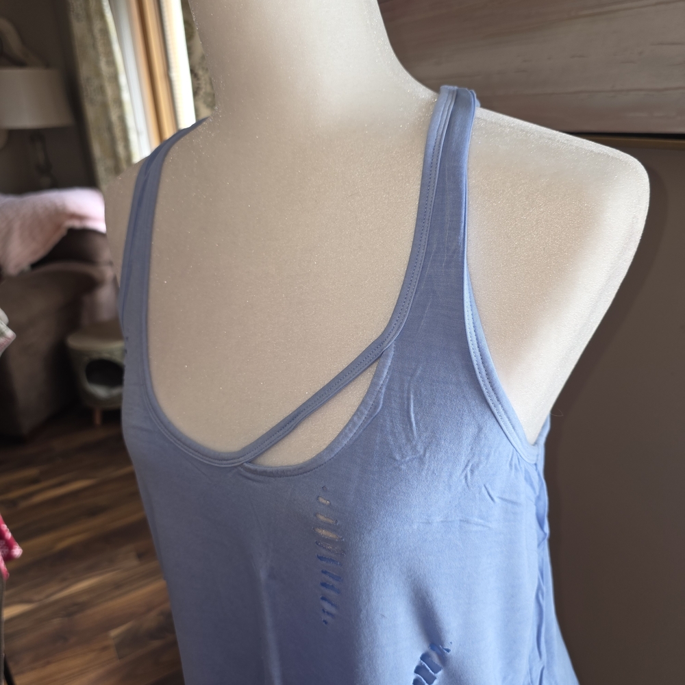 Express Light Blue Cutout Racerback Tank Top